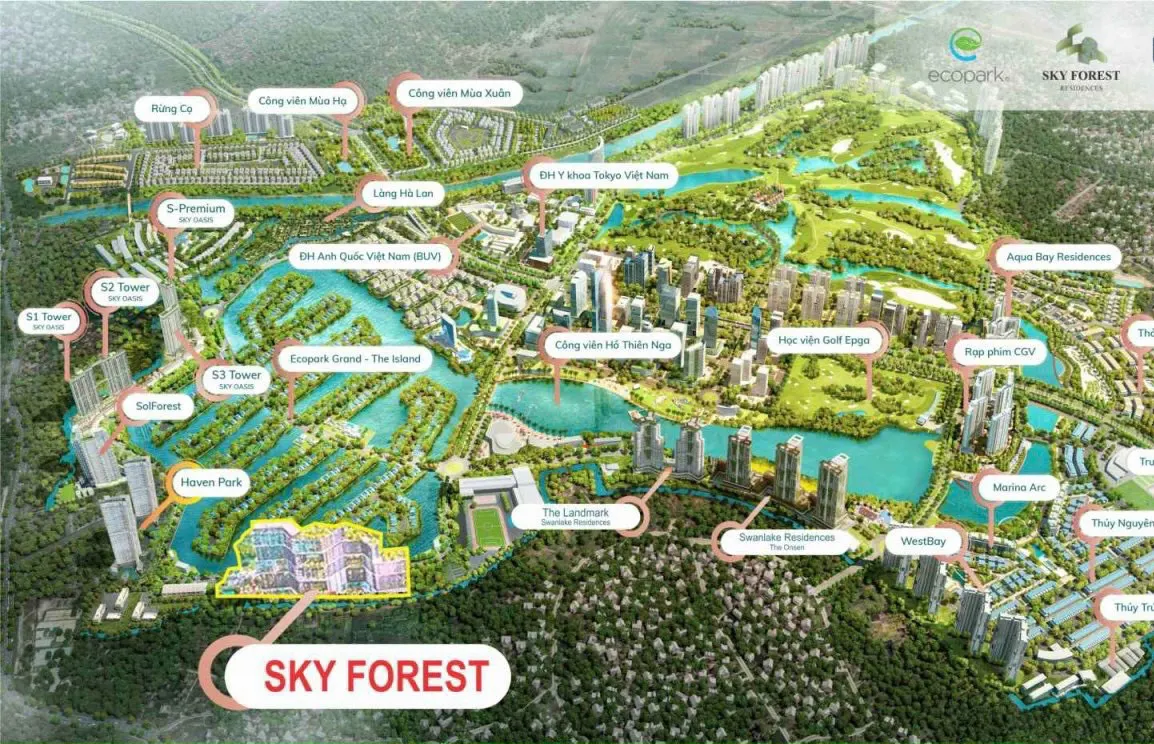 Tòa Sky Forest nằm trên cung đường Vịnh Đảo Ecopark